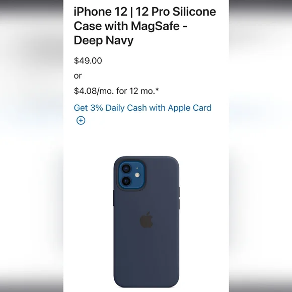 Genuine Apple Blue iPhone 12/12 Pro MagSafe Silicone Case Deep Navy. - Picture 5 of 10